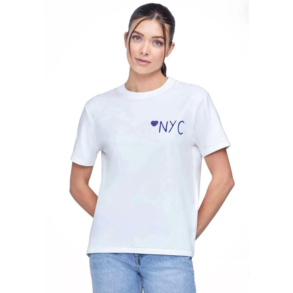 NWT Wildfox NYC Love Ryan Ex-Boyfriend White Blue Short Sleeve Tee Shirt Top XS